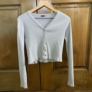Brandy Melville Long Sleeve Top - Light Grey